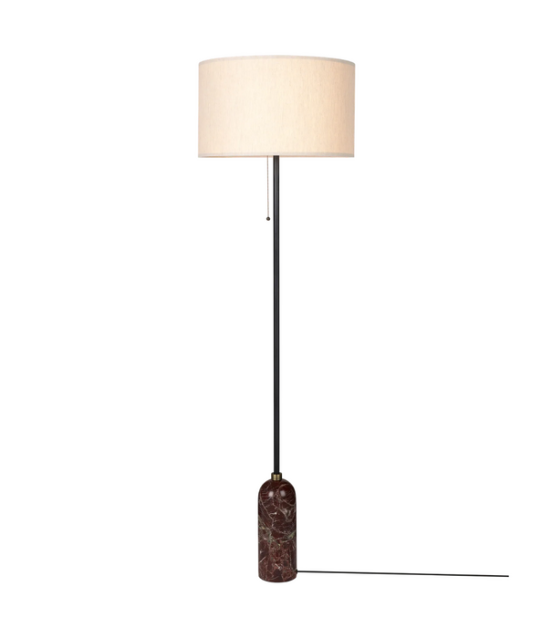 Gubi  Gravity Floor Lamp marble, canvas shade, dimmable