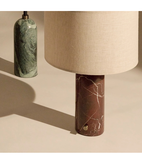 Gubi  Gravity VloerLamp marmer, canvas kap, dimbaar