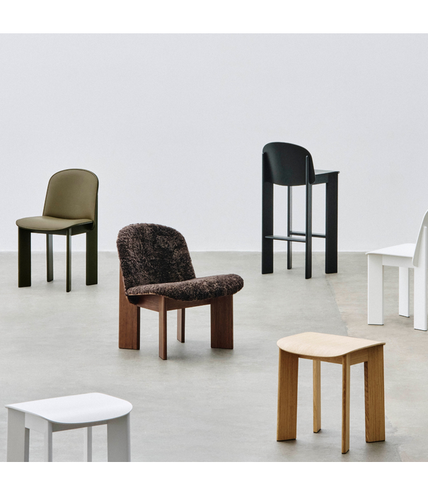 Hay  Chisel Lounge Chair walnut, front Sheepskin espresso