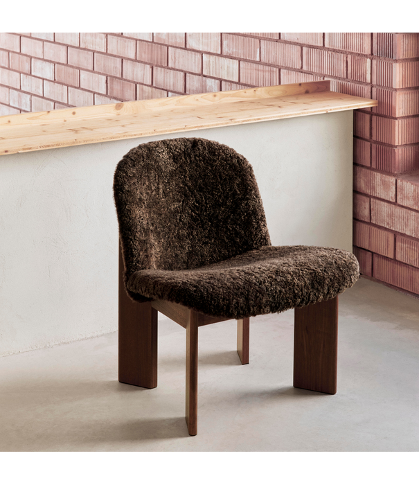 Hay  Chisel Lounge Chair walnut, front Sheepskin espresso