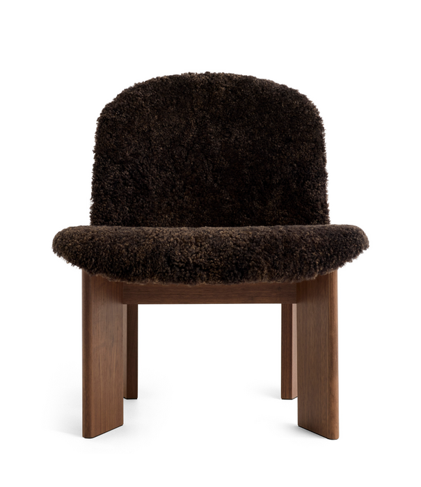 Hay  Chisel Lounge Stoel walnoot, voorkant Sheepskin espresso