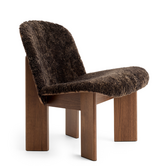Chisel Lounge Stoel walnoot, voorkant Sheepskin espresso
