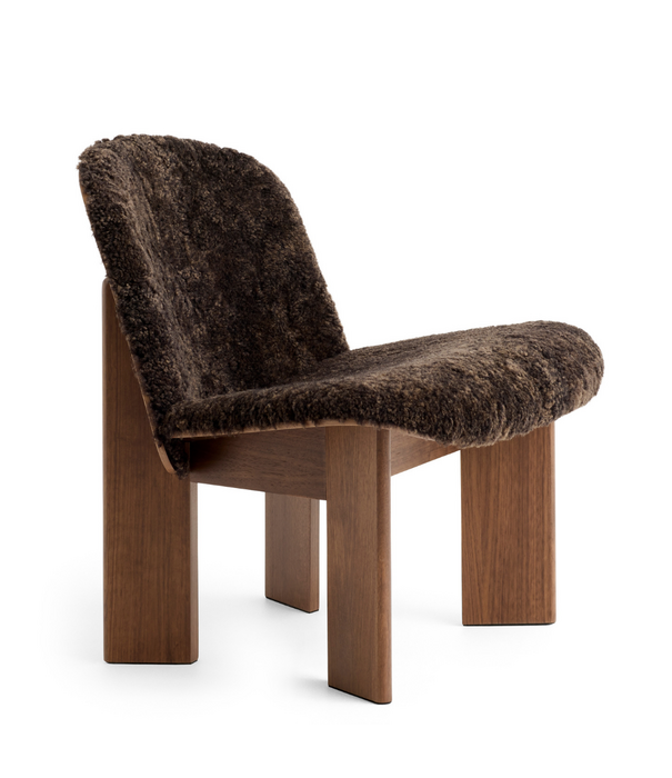 Hay  Chisel Lounge Stoel walnoot, voorkant Sheepskin espresso