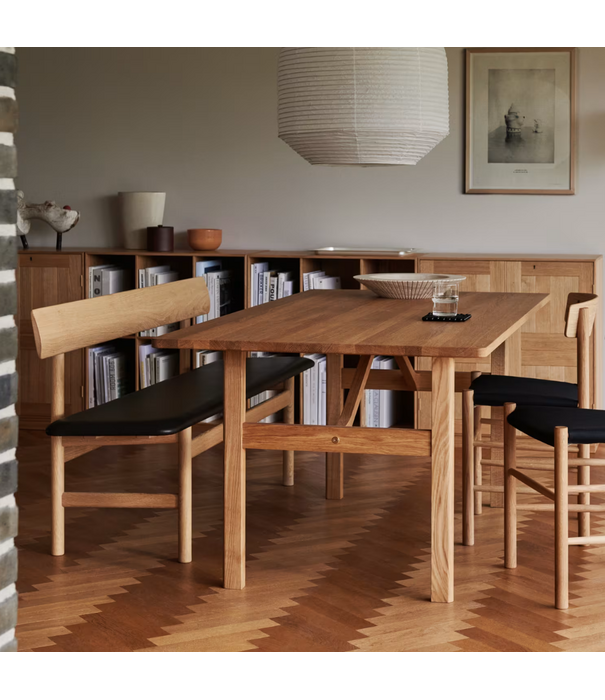 Fredericia  Mogensen Bank 3171 eiken, zitting leer