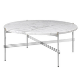 TS Coffee Table Round Carrara white marble, polished base