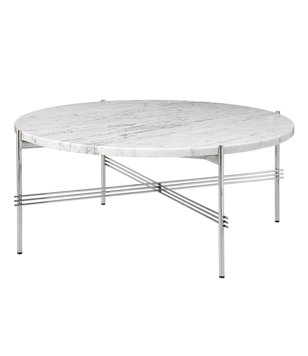 Gubi  TS Coffee Table Round Carrara white marble, polished base