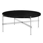 Gubi - TS coffee table round black marquina marble, polished base
