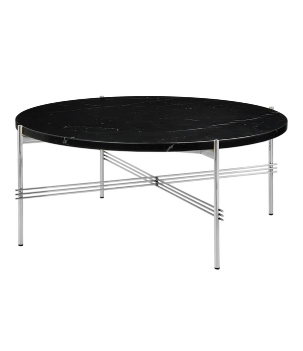 Gubi  TS Salontafel Rond Marquina zwart marmer, gepolijst voet