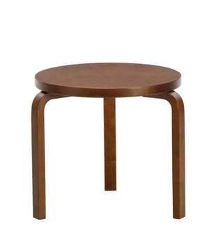Aalto 90D Salontafel, walnoot gelakt berken Ø48