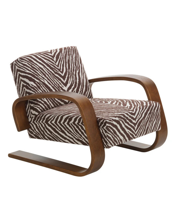 Artek  Aalto Armstoel 400 Tank, berken, Zebra bruin / wit