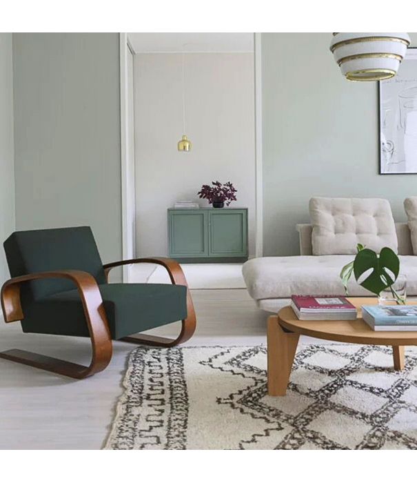 Artek  Aalto Armchair 400 Tank,  walnut, Vidar 972 dark green