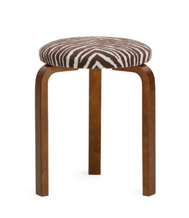 Stool 60 birch, walnut stained, Zebra brown / off white