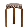 Stool 60 Kruk berken, walnoot gebeitst, Zebra bruin / off white