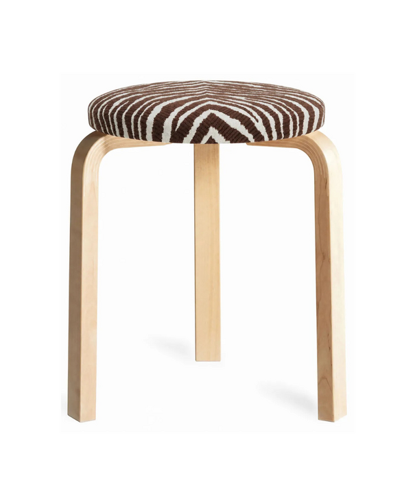 Artek  Stool 60 Kruk berken, Zebra bruin / wit