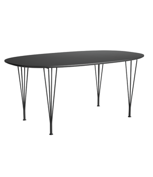 Superellipse B616 Tafel zwart laminaat, zwart 170cm