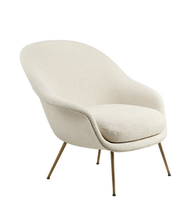 Bat Lounge Stoel Dora Boucle 001 cream, antiek messing poten