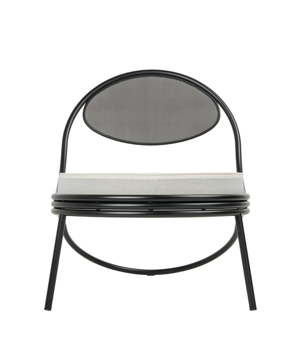 Gubi  Copacabana Lounge Stoel zwart, kussen Leslie Stripe