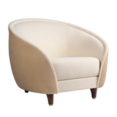 Revers Lounge Stoel Harp ivory, Chamois doeskin, walnoot poten