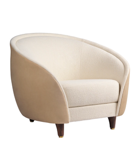 Revers Lounge Stoel Harp ivory, Chamois doeskin, walnoot poten