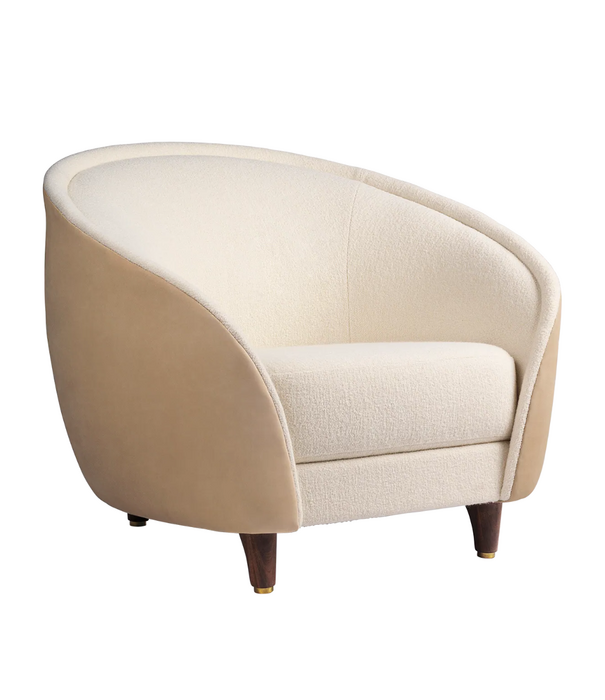 Gubi  Revers Lounge Stoel Harp ivory, Chamois doeskin, walnoot poten