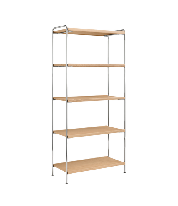 &Tradition Alima NDS6 High Storage Rack wood, chrome frame