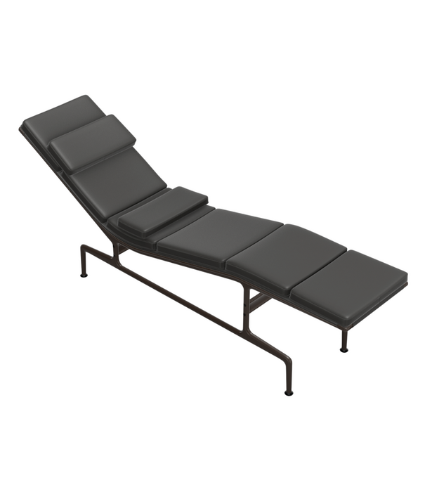 Vitra  Soft Pad Chaise ES 106 Lounge Stoel zwart, zwart nero leer