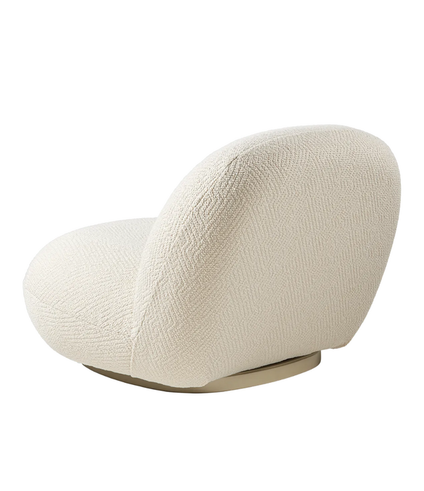 Gubi  Pacha Lounge Stoel Dora Boucle, pearl gold fixed voet
