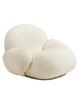 Pacha Lounge Armstoel Dora Boucle, pearl gold swivel voet
