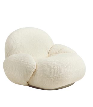 Pacha Lounge Armchair Dora Boucle, pearl gold swivel base