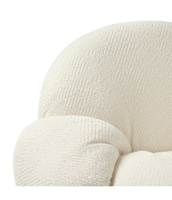 Gubi  Pacha Lounge Armstoel Dora Boucle, pearl gold swivel voet