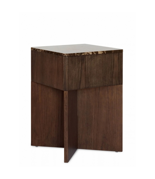 Gejst Tava Side Table oak, marble w. drawer