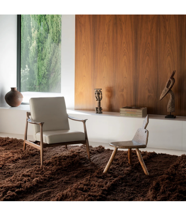 Layered  Shaggy Stripe Rug oatmeal