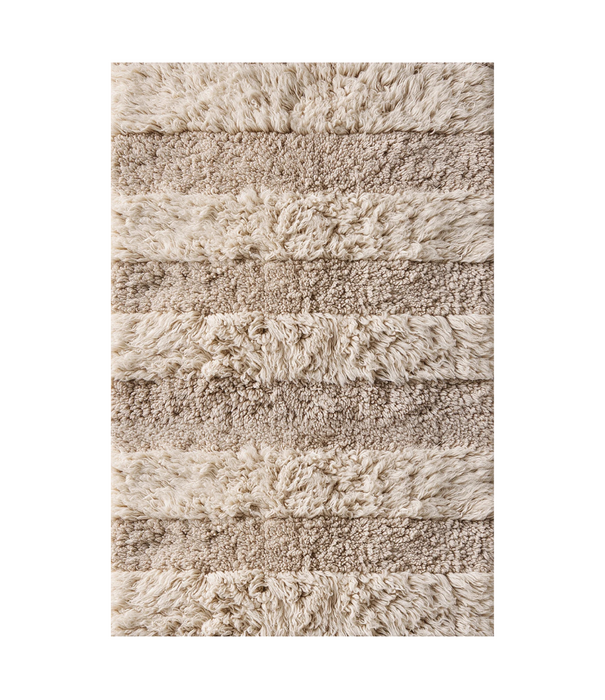 Layered  Shaggy Stripe Rug oatmeal