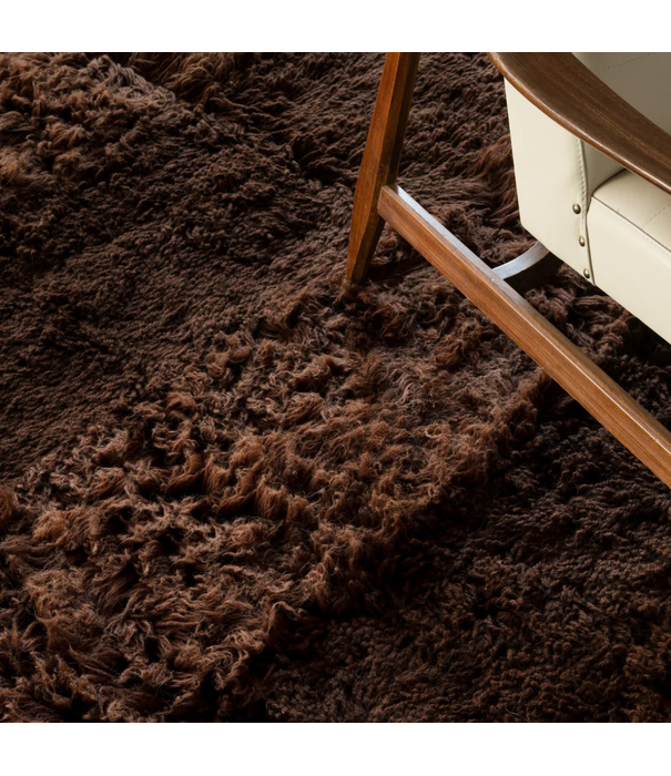 Layered  Shaggy Stripe Rug chocolate