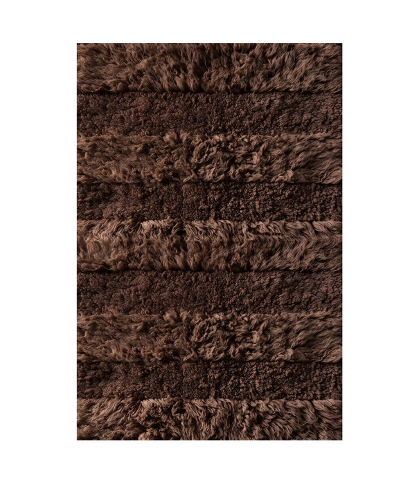 Layered  Shaggy Stripe Vloerkleed chocolate