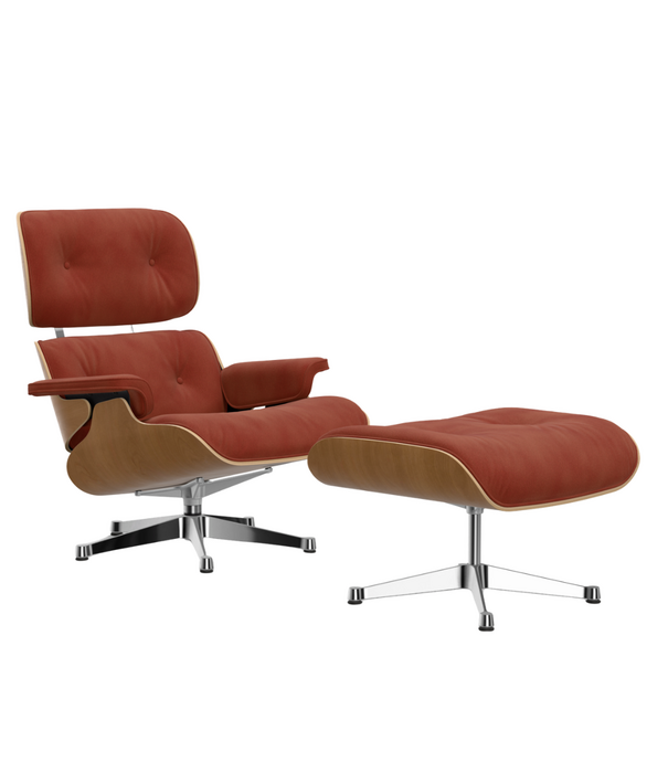 Vitra   Eames Lounge Chair & Ottoman cherry, Calma brandy, alu polished base