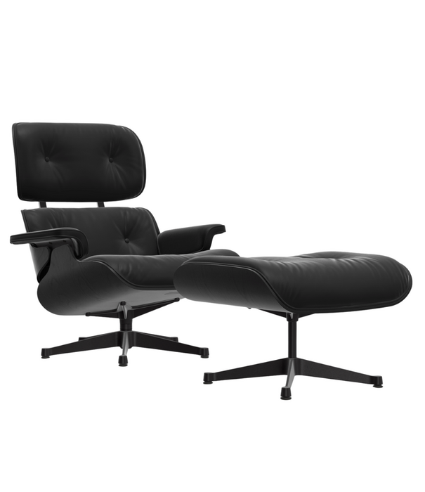 Vitra  Eames Lounge Chair Black edition, zwart premium leer, zwart