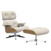 Eames Lounge Chair chestnut, snow premium F leather, polished base