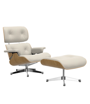 Eames Lounge Chair & Ottoman kastanje,  snow premium F leer