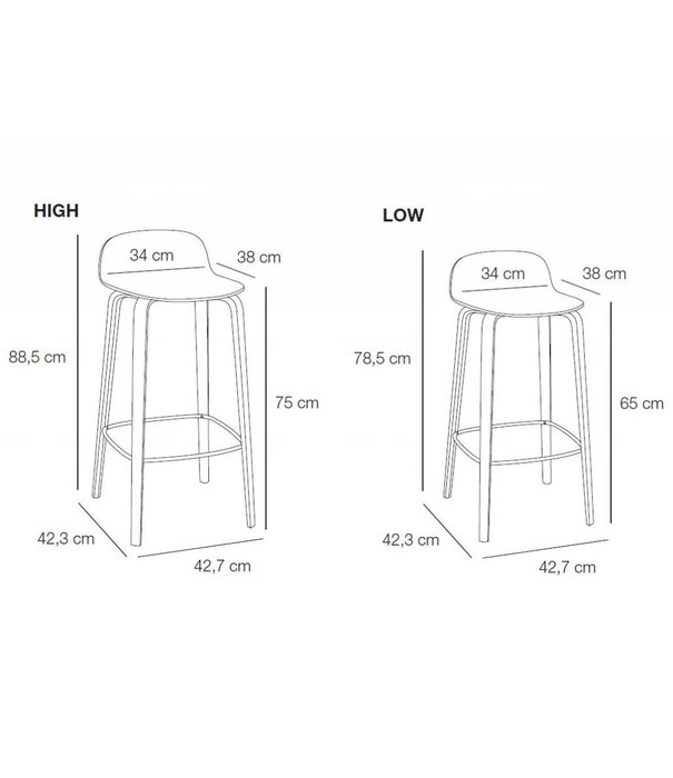 Muuto  Muuto - Visu barstool Refine leather - base oak