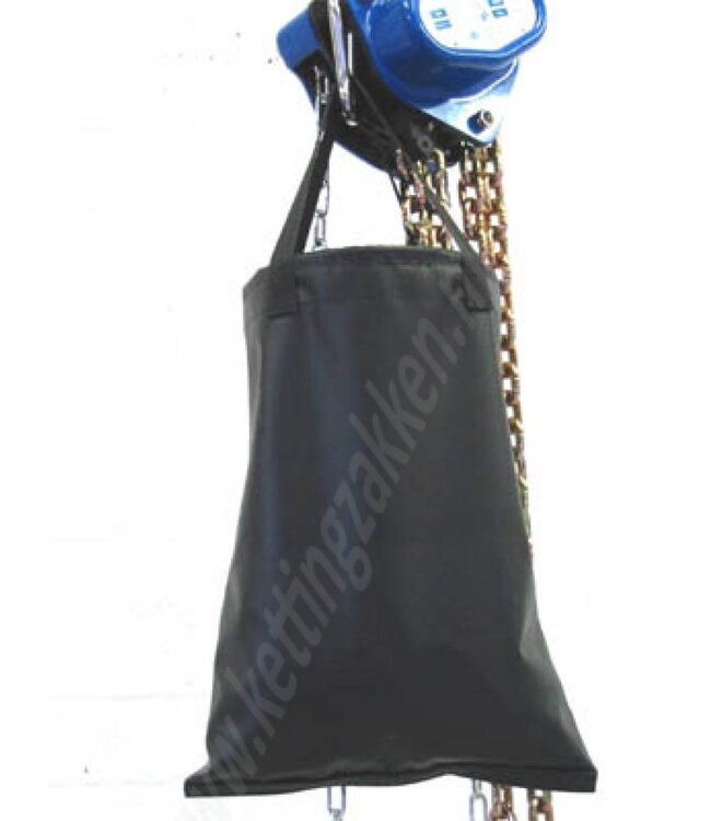 Kettingzakken.nl Zeer sterke kettingopvangzak voor handtakels. Lengte 40 cm. Met 6mm stalen ring in doek.
