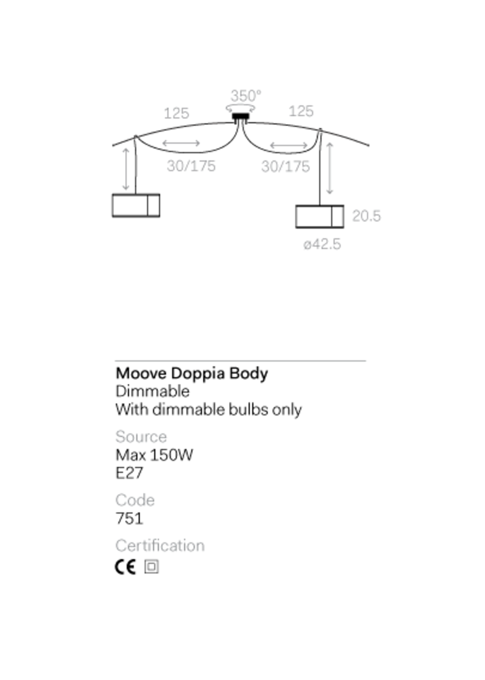 Lumina Moove Doppia hanglamp
