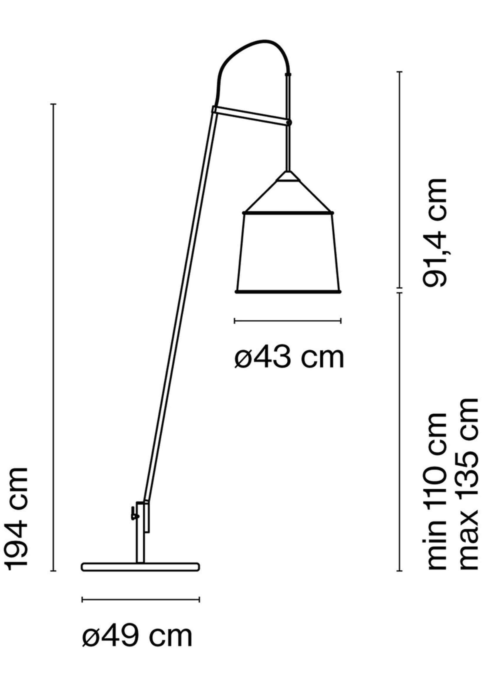 Marset Jaima P207 met kap 43 en base 49 vloerlamp