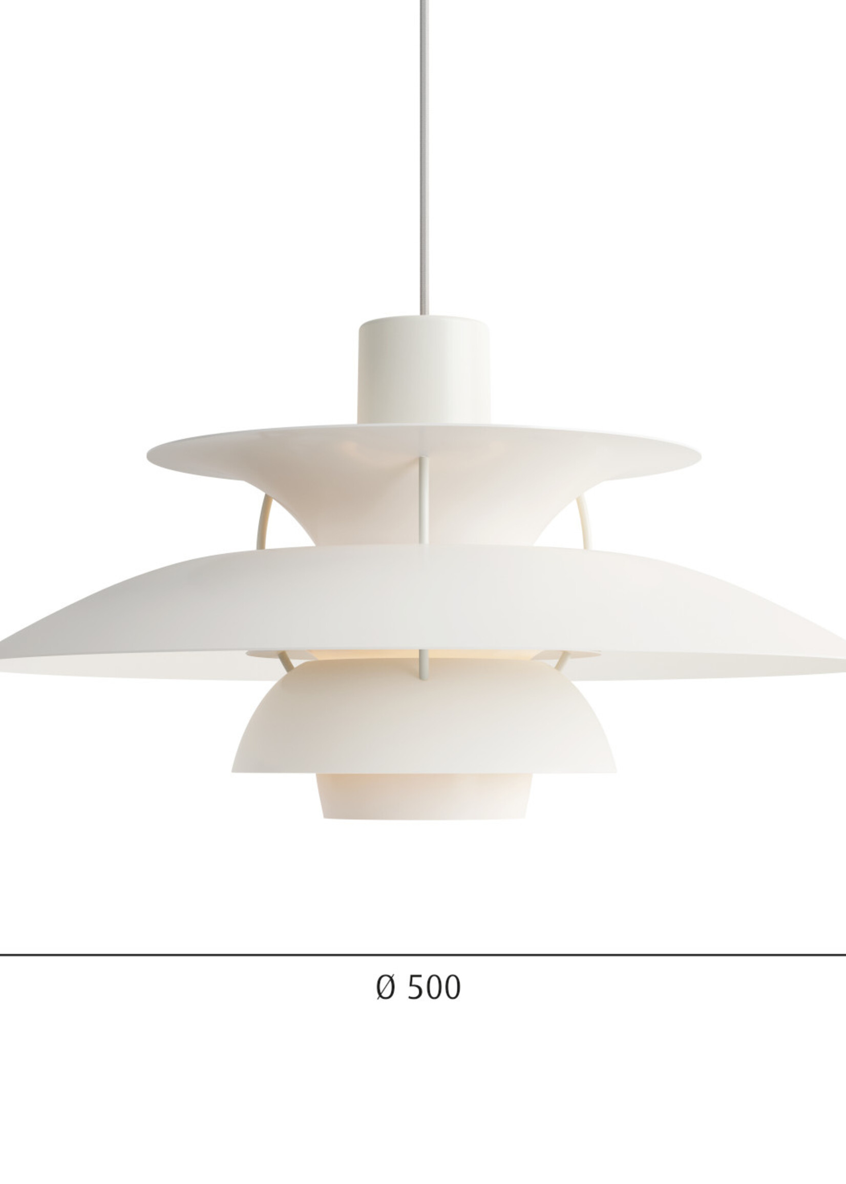 Louis Poulsen PH 5 hanglamp.  Monochrome White