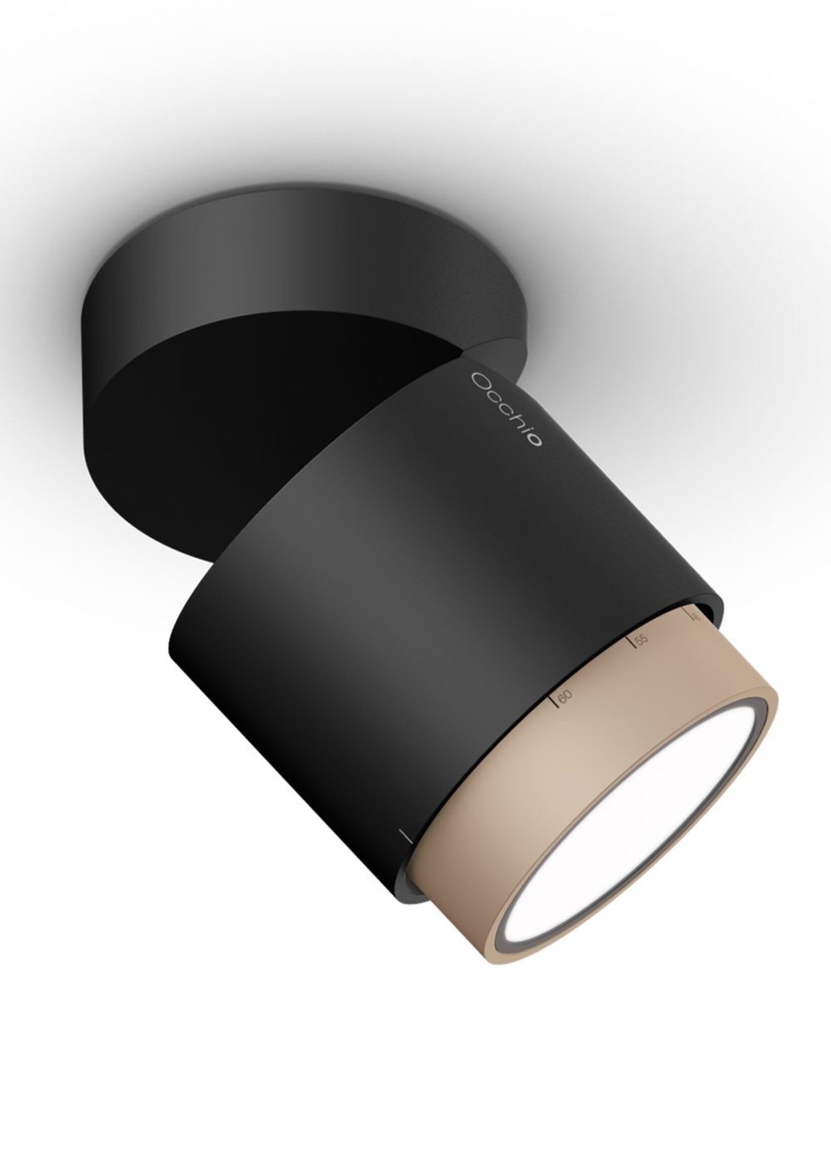 Occhio Lui volto Volt plafondlamp. Mat zwart