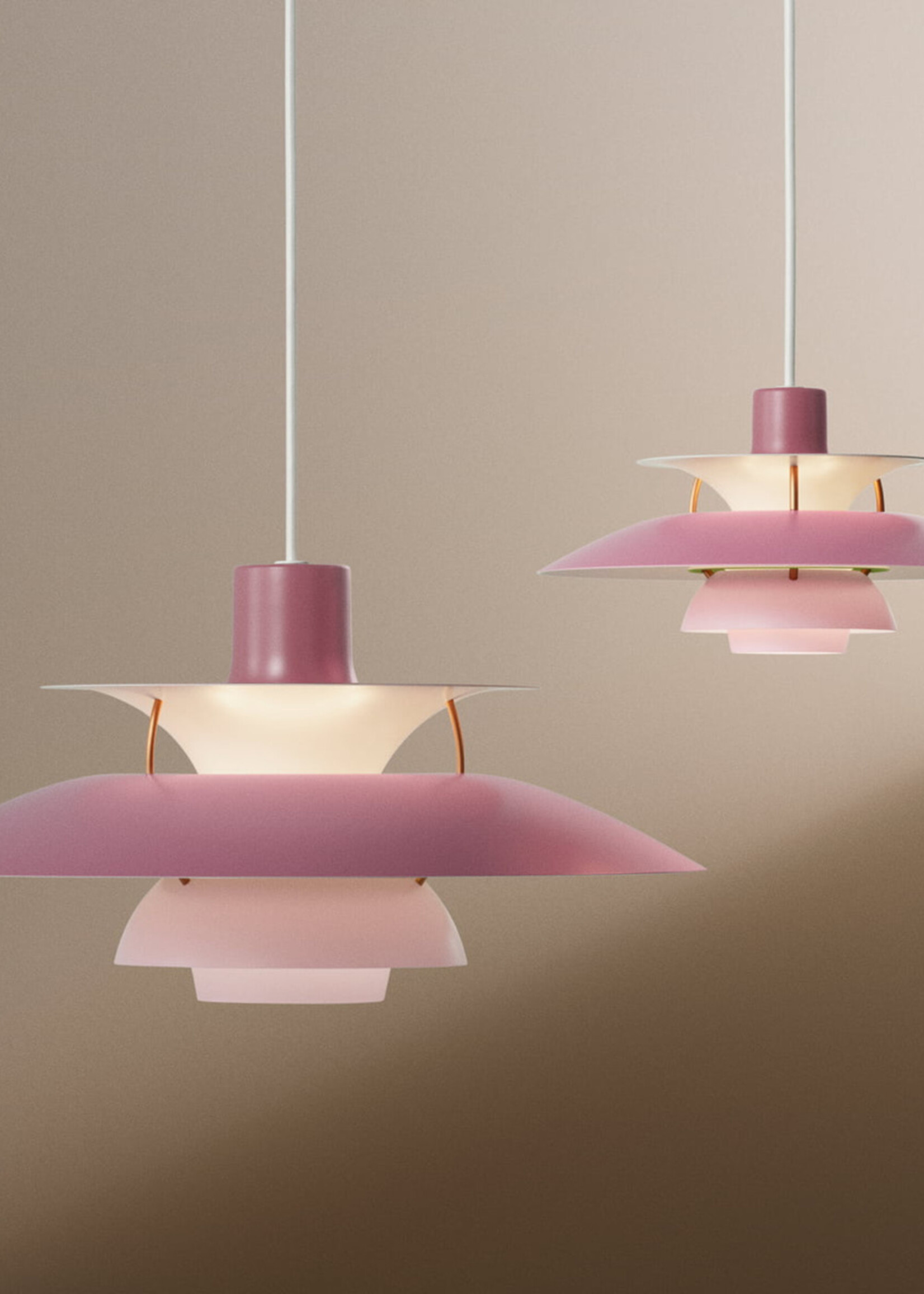 Louis Poulsen PH 5 hanglamp. Rose