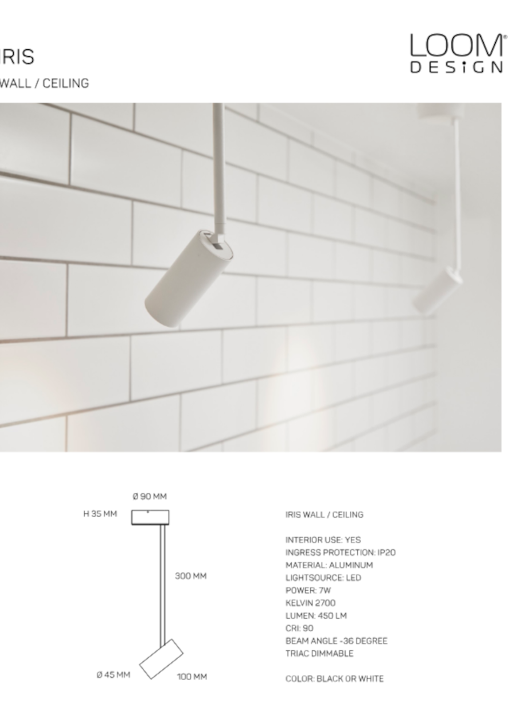 LOOM Design Iris wandlamp / plafondlamp