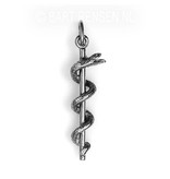 Rod of Asclepius pendant - sterling silver