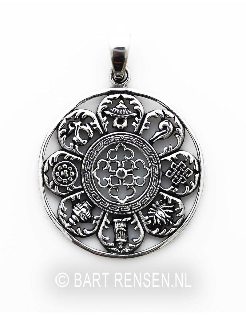 Astamangala pendant - sterling silver