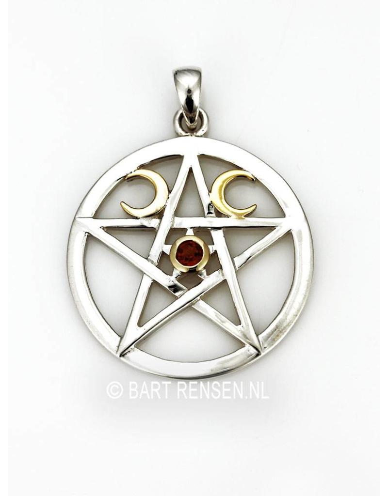 Pentagram Maan hanger - echt zilver